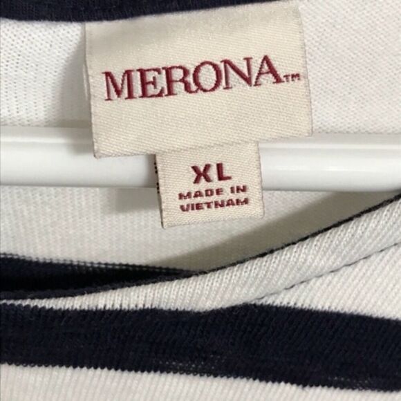 3/$25 NWOT Merona Top, 100% Cotton Blue/White XL - Picture 4 of 5